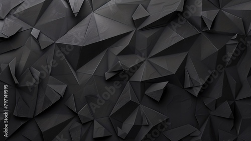 Polished, Semigloss Wall background with tiles. Triangular, tile Wallpaper with 3D, Black blocks. 3D Render