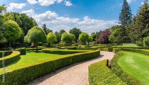 park with shrubs and green lawns landscape design