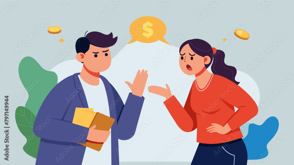 A couple arguing over money their frustration and resentment towards each other palpable. A couple arguing over money their frustration and resentment towards each other palpable.