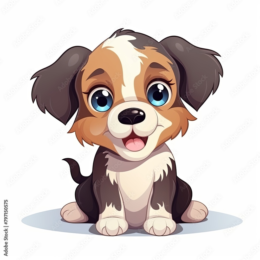 flat illustration of cute pleasant puppy flat illustration of cute pleasant puppy