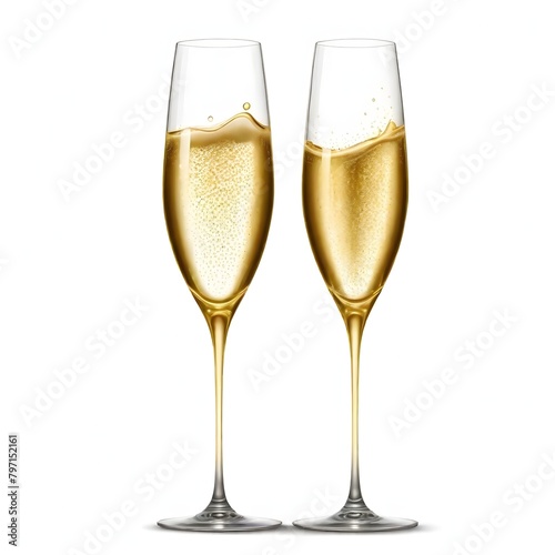 Glass of Champagne Isolated Digital Painting Champagner Background New Year Drink Design