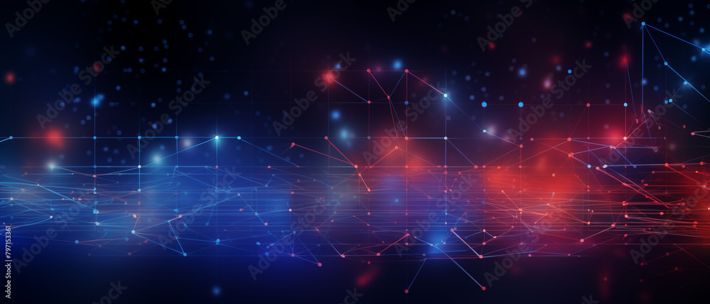 Abstract Tech Network Background with Blue and Red Lights Abstract Tech Network Background with Blue and Red Lights