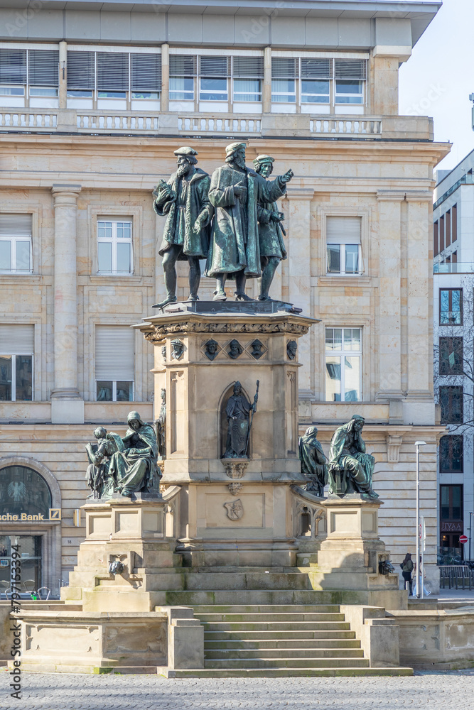 The Johannes Gutenberg monument on the southern Rossmarkt  by sculptor Eduard Schmidt von der Launitz.