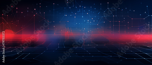 Red and Blue Digital Network Lines Background