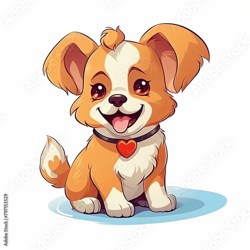 flat illustration of cute pleasant puppy