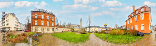 scenic panoramic view oto the building of the  archbishop in Paderborn in rainy weather photo