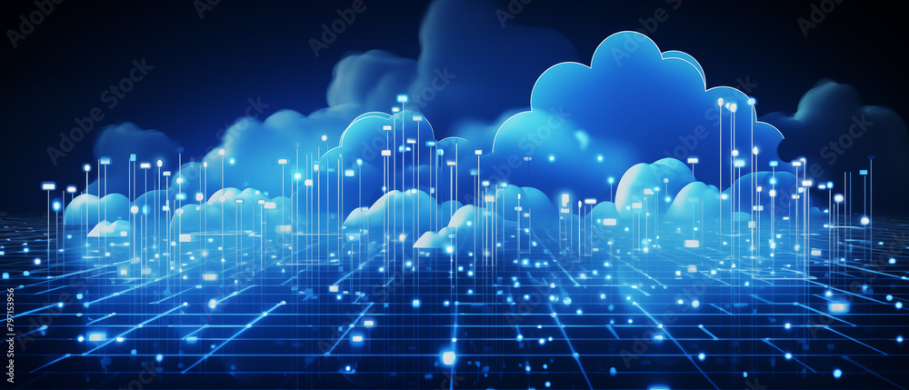 Digital Cloud Technology in a Dark Blue Theme