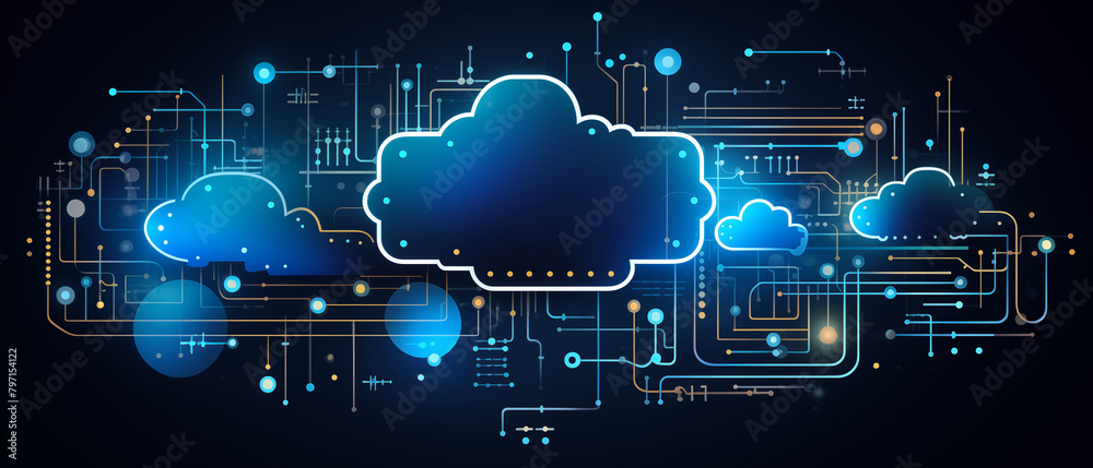 Obraz premium Digital Technology and Cloud Computing Interface Background