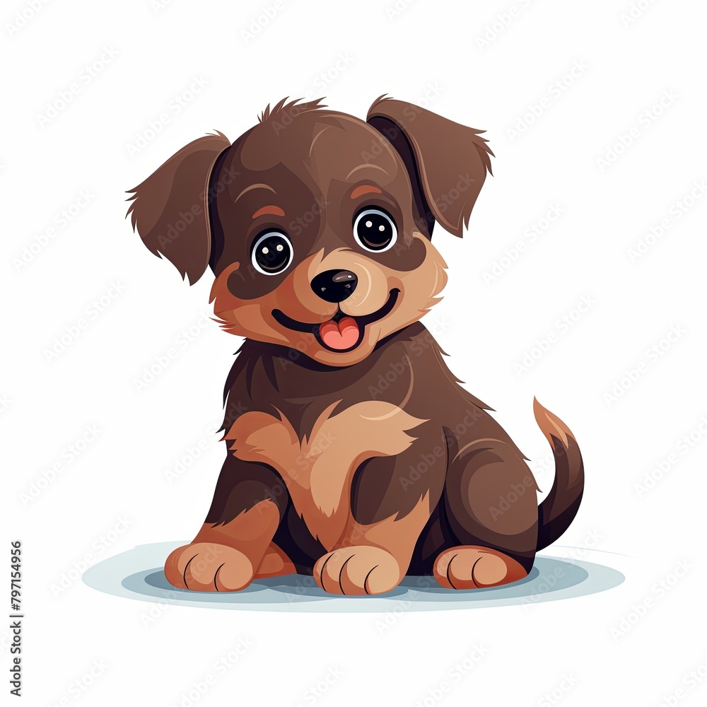 flat illustration of cute pleasant puppy flat illustration of cute pleasant puppy