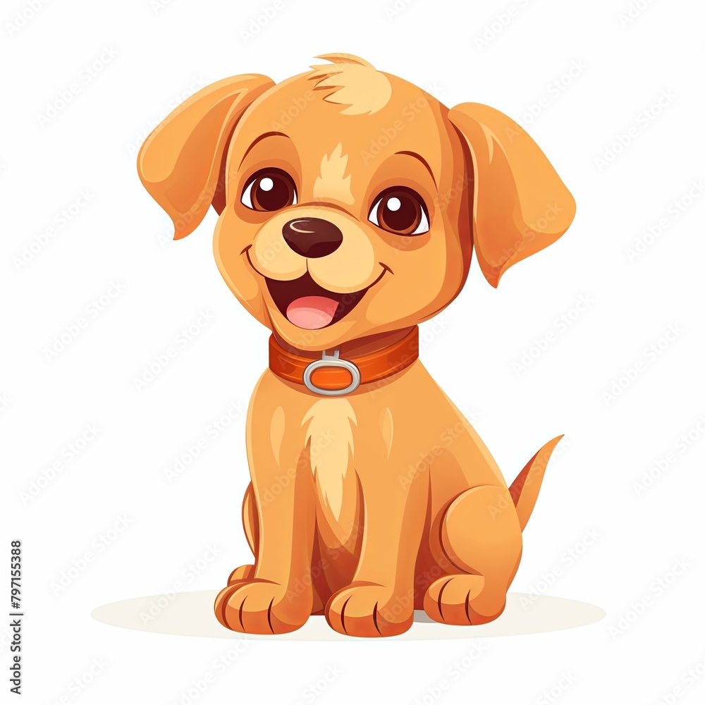 flat illustration of cute pleasant puppy flat illustration of cute pleasant puppy