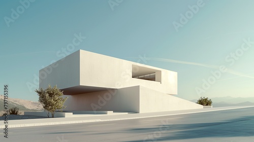 Sleek modern architecture with clean lines, embodying minimalism and elegance against natural landscapes