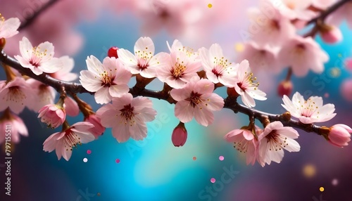 Cherry Blossom Flowers Illustration Digital Painting Floral Background Beautiful Blossoms Design