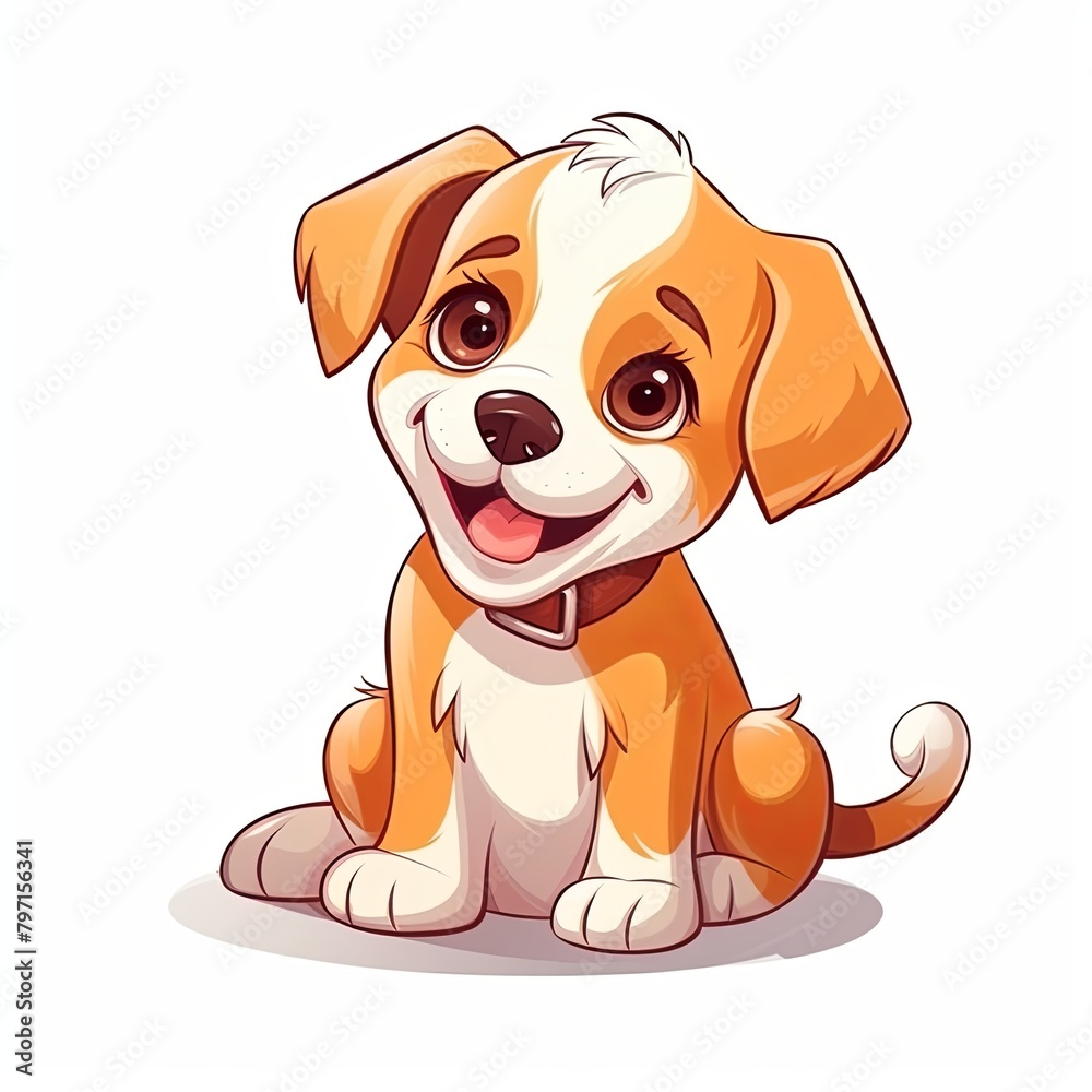 flat illustration of cute pleasant puppy flat illustration of cute pleasant puppy