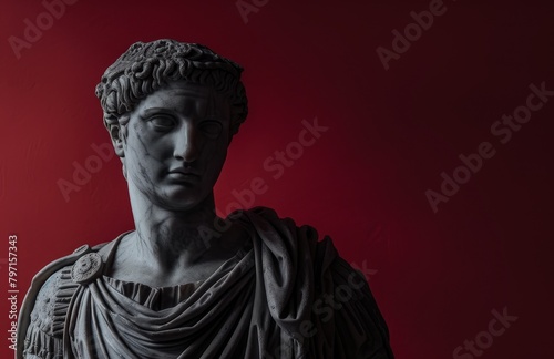 Classical statue on red background