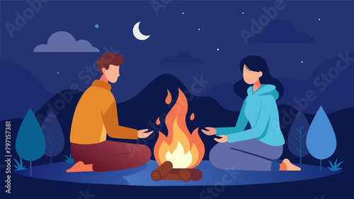 With the warmth of a cozy fire enveloping them the couple shared stories of the past and knew that there was no one else theyd rather share the. Vector illustration