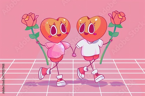 3D Cute Retro Love Cartoon Illustration design