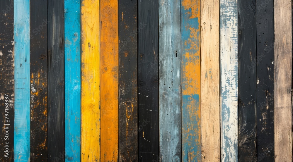 Colorful weathered wooden planks as a background
