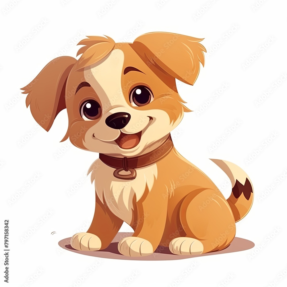 flat illustration of cute pleasant puppy flat illustration of cute pleasant puppy