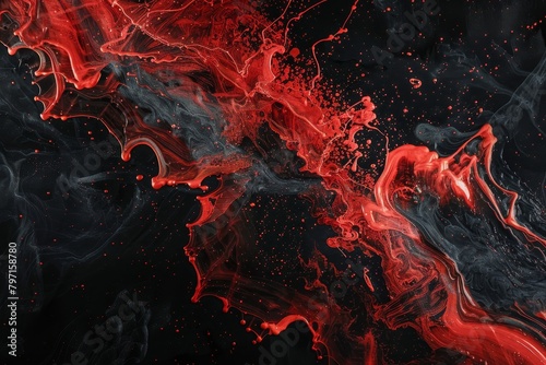Abstract red and black fluid art background