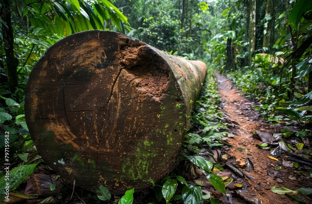 Fallen Tree Blocking a Forest Path