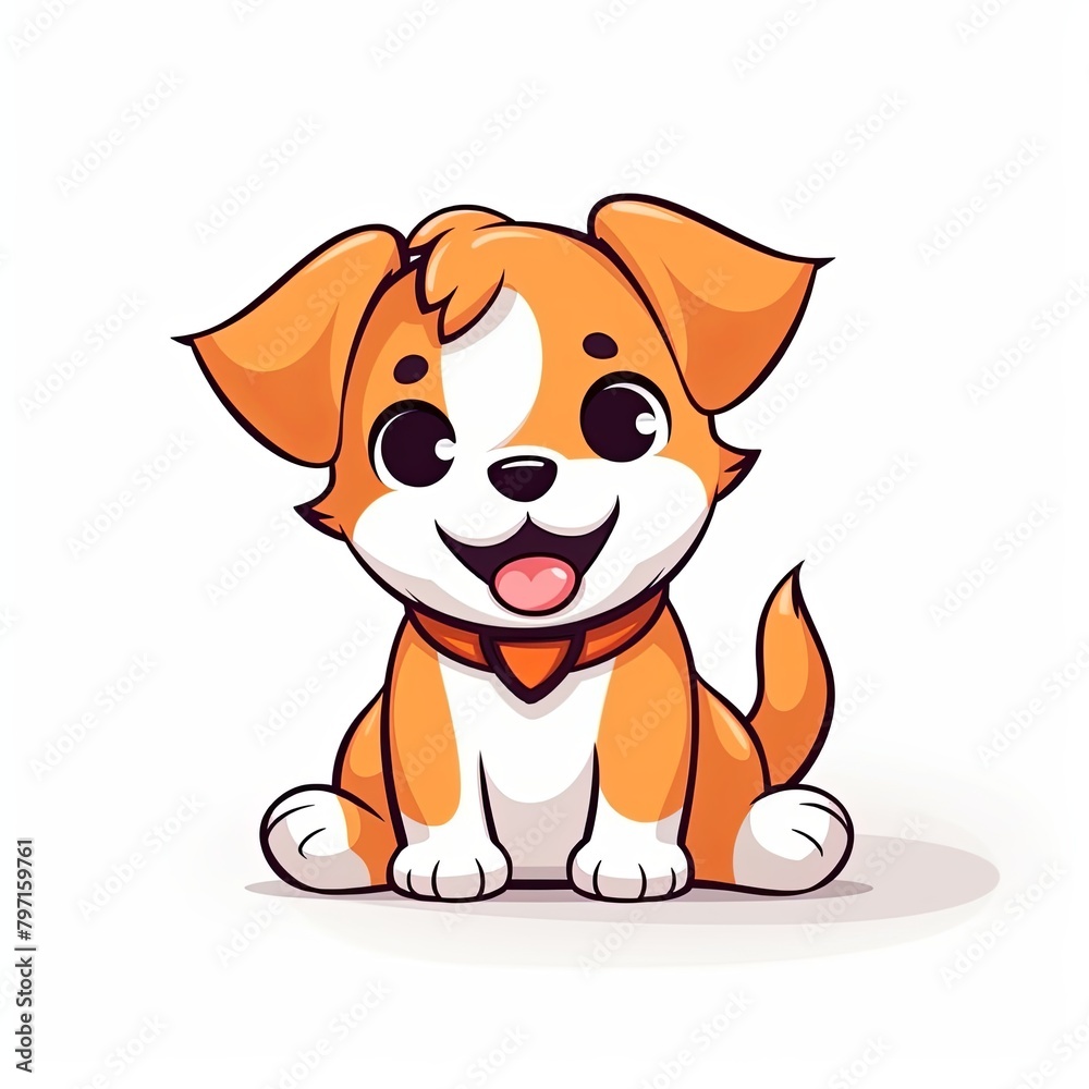 flat illustration of cute pleasant puppy flat illustration of cute pleasant puppy