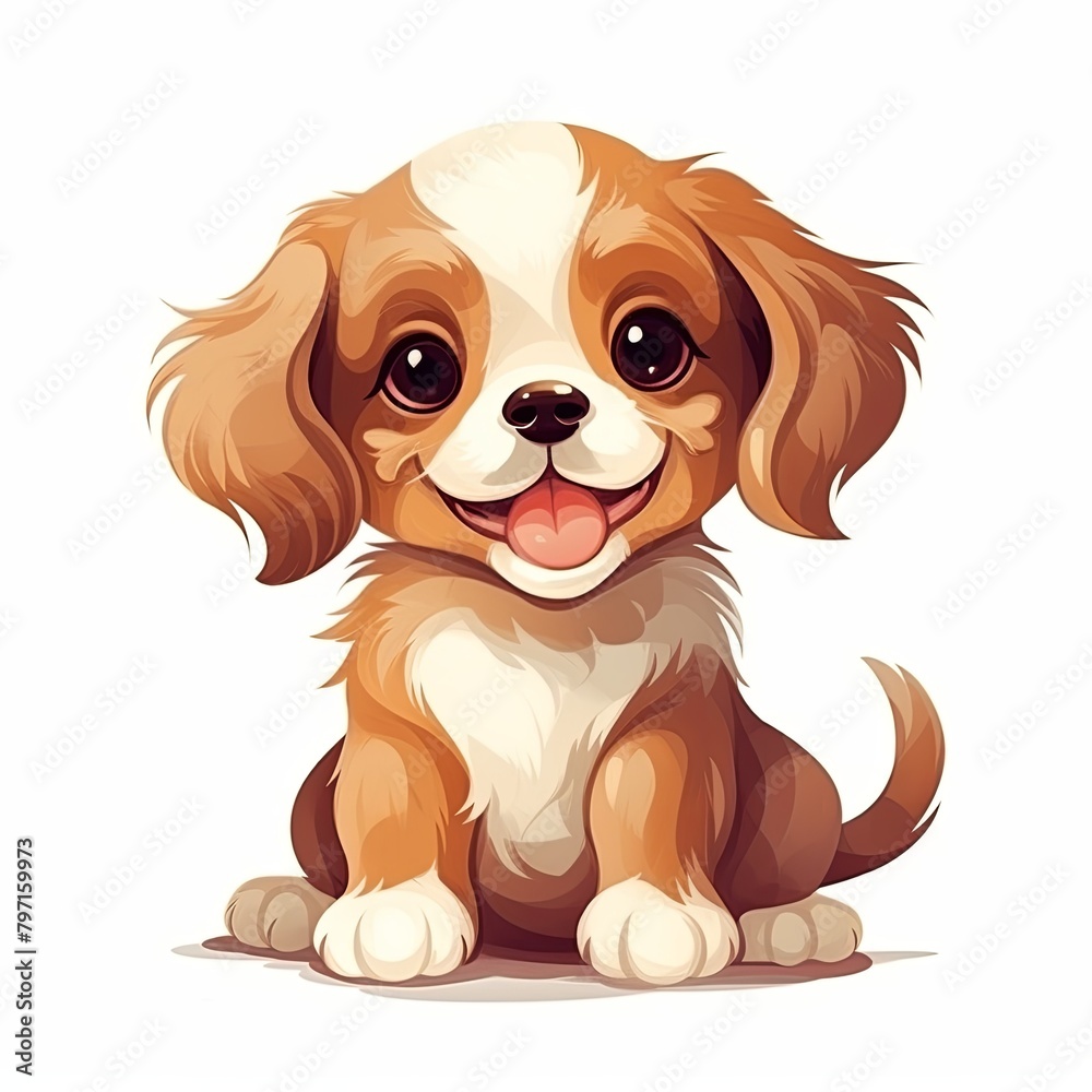 flat illustration of cute pleasant puppy flat illustration of cute pleasant puppy