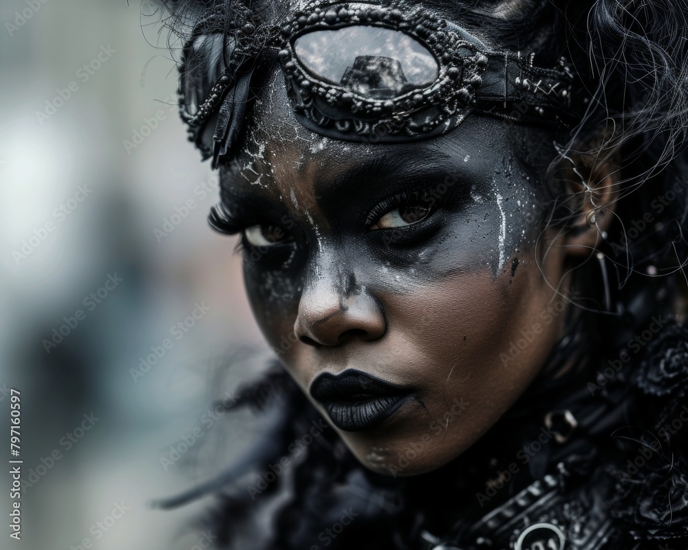 Mysterious person in creative makeup and costume posing for a dramatic portrait Mysterious person in creative makeup and costume posing for a dramatic portrait
