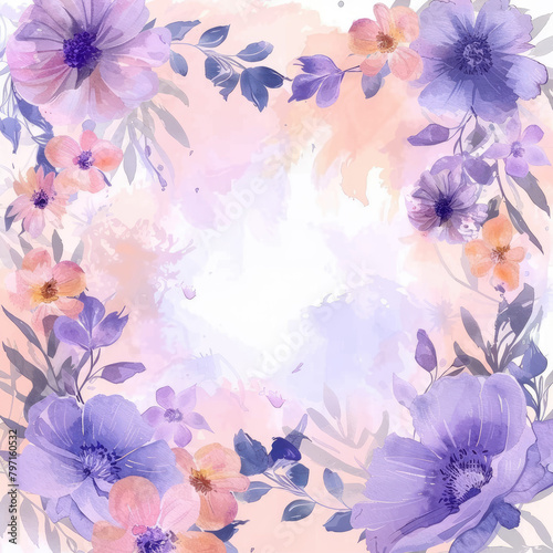 Wallpaper Mural pastel watercolor background with flower frame
 Torontodigital.ca