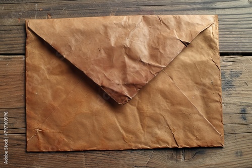Vintage paper envelope on wooden background