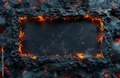 Fiery Lava Frame on Cracked Surface