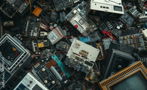 Pile of Electronic Waste and Components