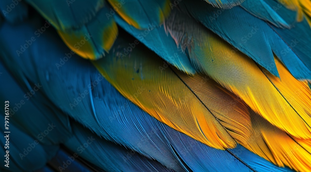 Obraz premium Vibrant Macaw Parrot Feathers Close-up