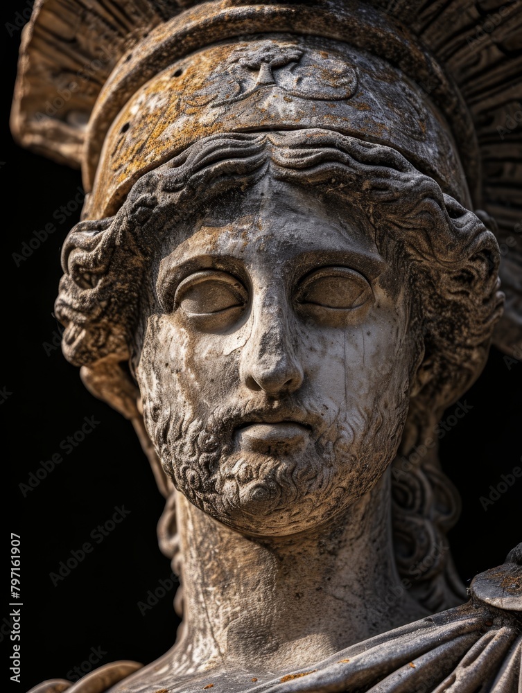 Close-up of an Ancient Sculpture's Face Close-up of an Ancient Sculpture's Face