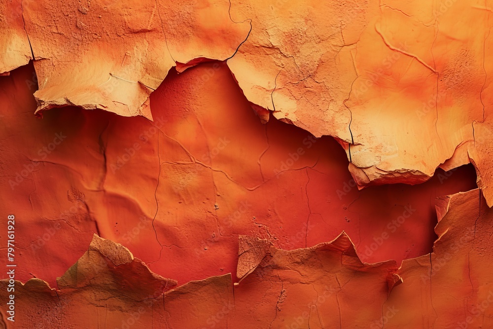 Fototapeta premium Close-up of peeling orange paint texture