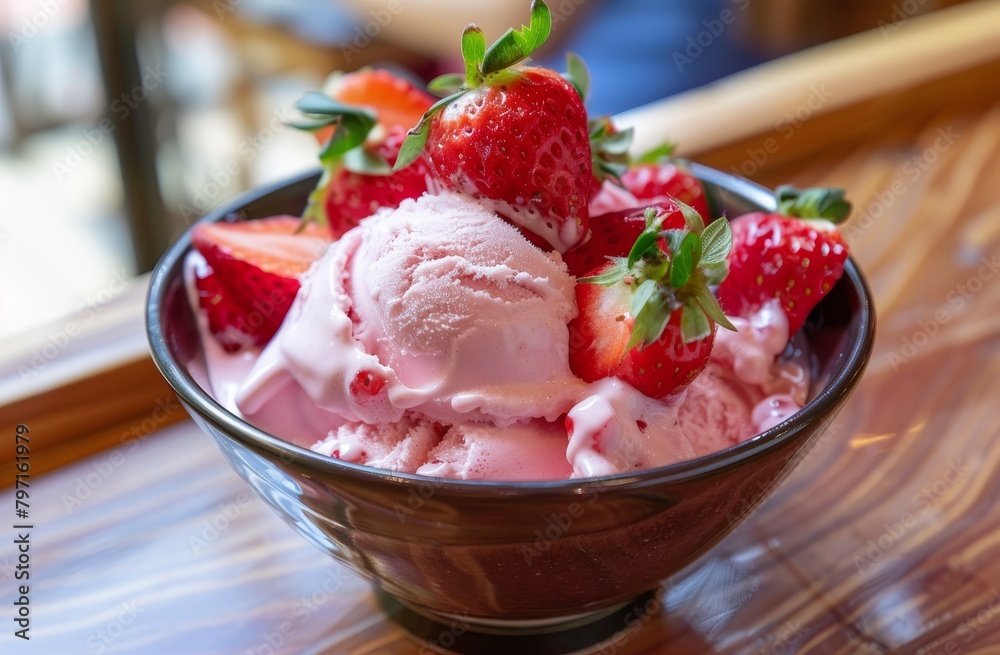 Fresh Strawberry Ice Cream in a Bowl Fresh Strawberry Ice Cream in a Bowl