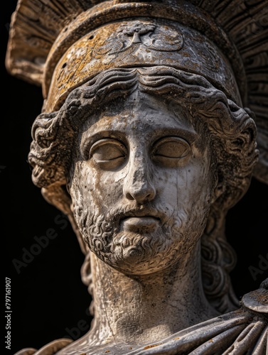 Close-up of an Ancient Sculpture s Face