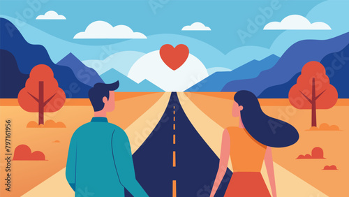 The long stretches of open road provided the perfect backdrop for discussing their perspectives on love and relationships sharing personal experiences. Vector illustration
