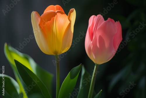 Vibrant Tulips Basking in Sunlight
