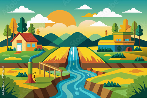 Chemical runoff from agricultural fields polluting nearby waterways, threatening the health of both ecosystems and communities