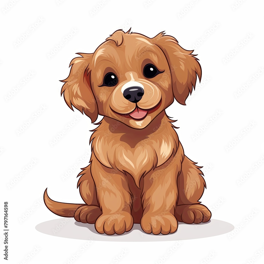 flat illustration of cute pleasant puppy flat illustration of cute pleasant puppy