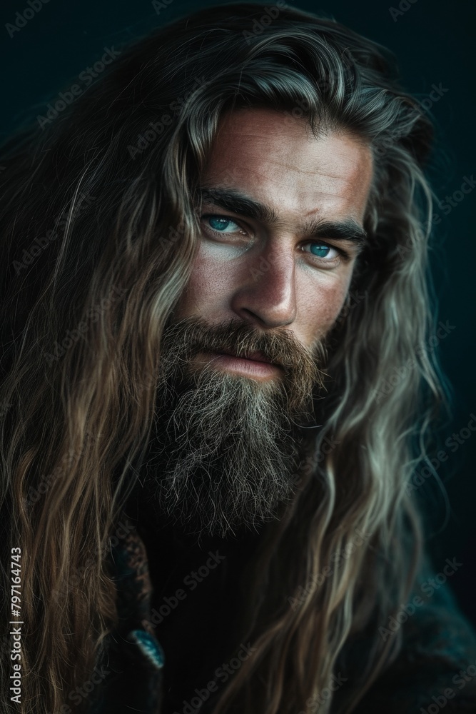 Portrait of a Man with Long Hair and Beard Portrait of a Man with Long Hair and Beard
