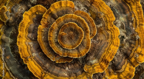 Close-up of Vibrant Mushroom Growth on Tree Bark