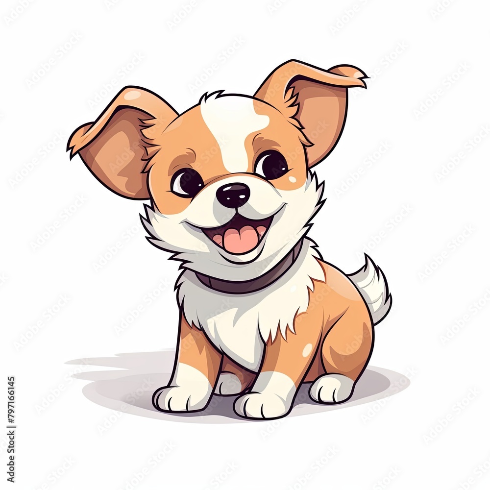 flat illustration of cute pleasant puppy flat illustration of cute pleasant puppy