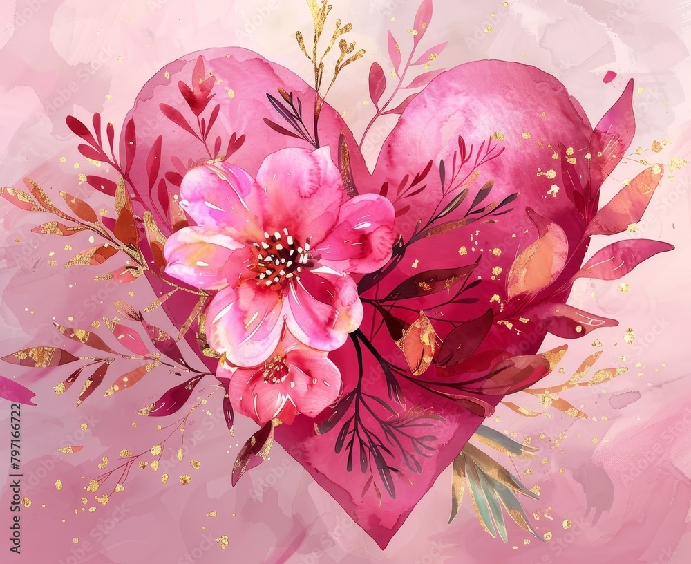 Floral Heart Illustration for Romantic Occasions
