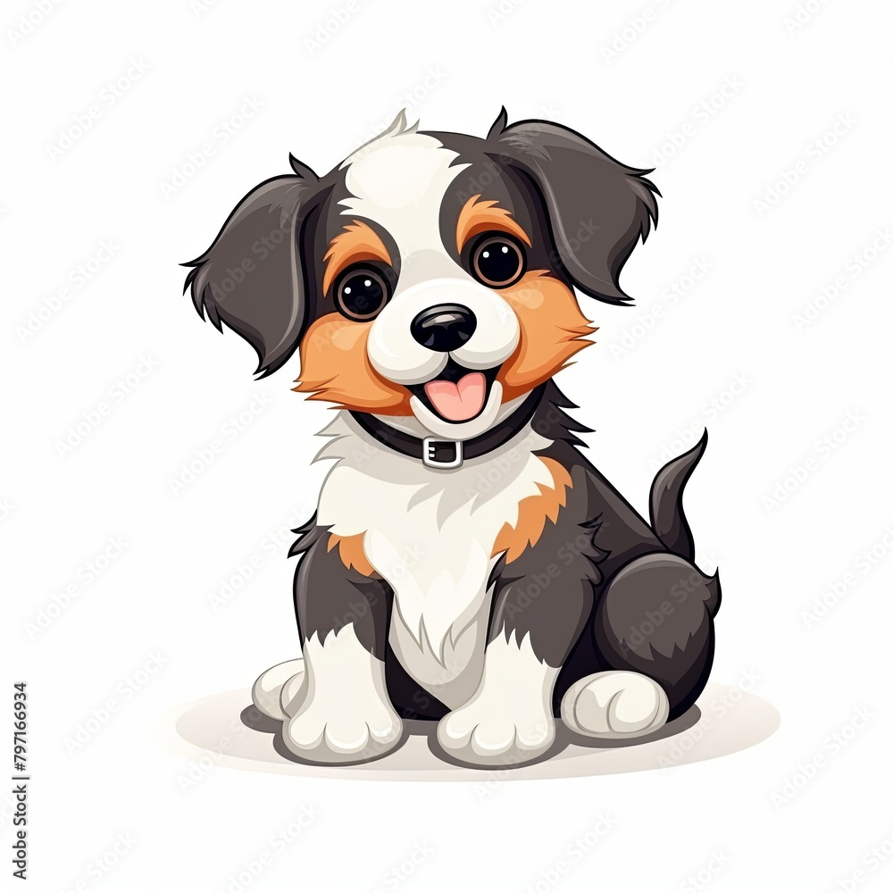 flat illustration of cute pleasant puppy flat illustration of cute pleasant puppy