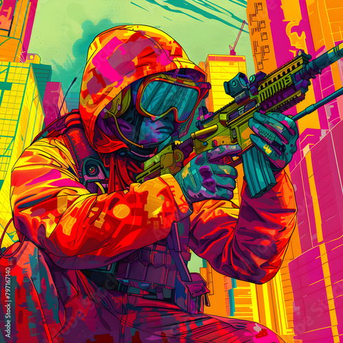 Urban Warrior in Bright Neon Colours photo