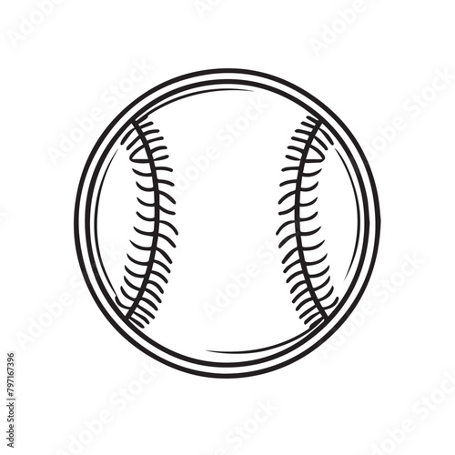 Baseball in cartoon, doodle style . Image for t-shirt, web, mobile apps and ui. Isolated 2d vector illustration in logo, icon, sketch style, Eps 10, black and white. AI Generative