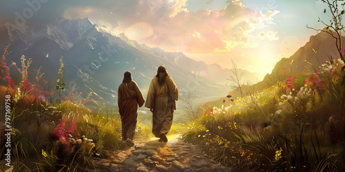 Faith's Journey: Walking with Christ - A journey of faith, where believers walk alongside Christ, finding guidance, strength, and solace in his teachings and example