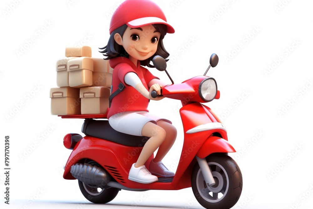Japanese delivery girl transportation motorcycle vehicle. Japanese delivery girl transportation motorcycle vehicle.