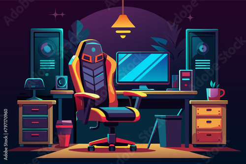 A luxurious gaming setup with a motorized gaming chair